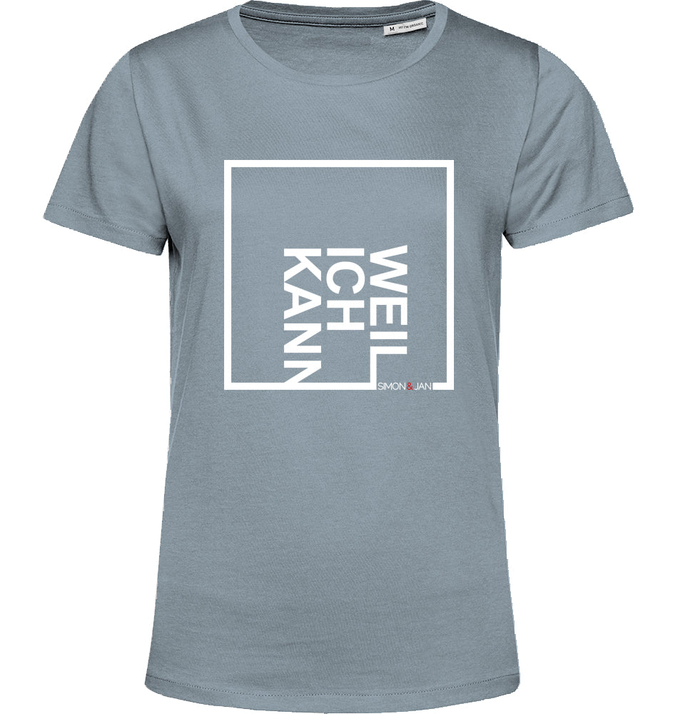 T-Shirt (Women) Weil ich kann weiß auf schwarz/blue fog BIO I FAIR