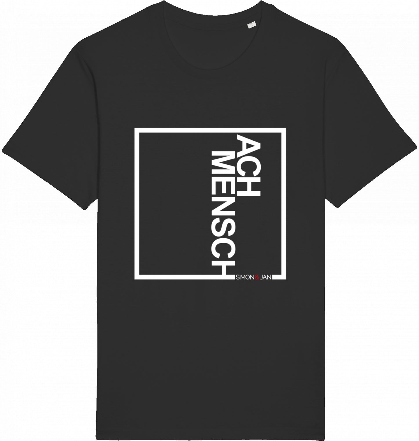 T-Shirt Ach Mensch weiß auf schwarz BIO I FAIR