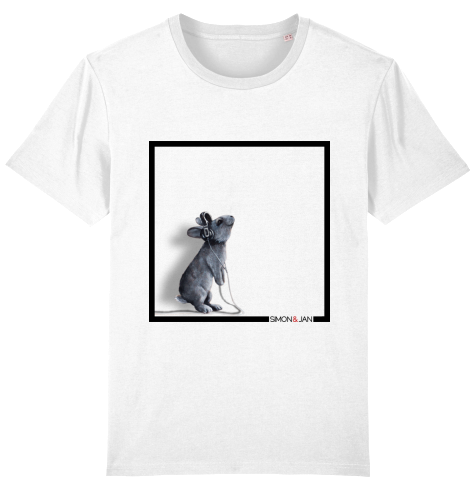 T-Shirt Kaninchen schwarz auf weiß BIO I FAIR