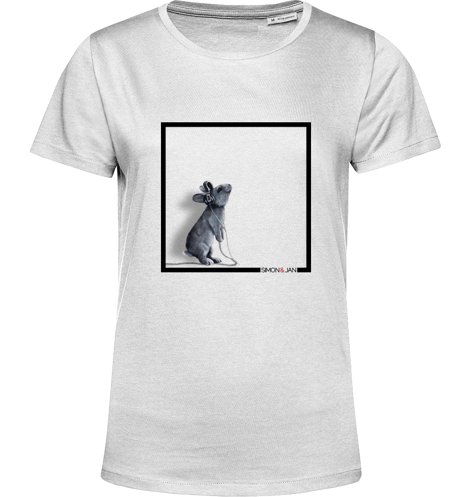 T-Shirt (Women) Kaninchen bunt auf weiß BIO I Fair